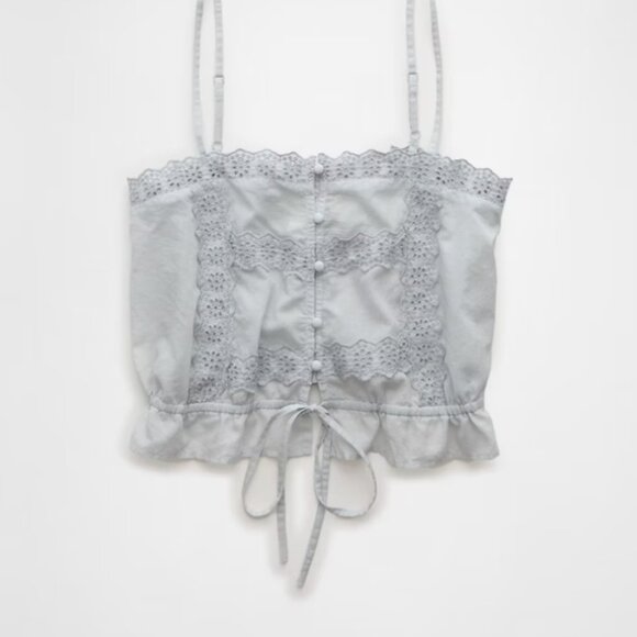 AE Lace Button-Up Cami Tank Top in Blue M - Picture 2 of 12